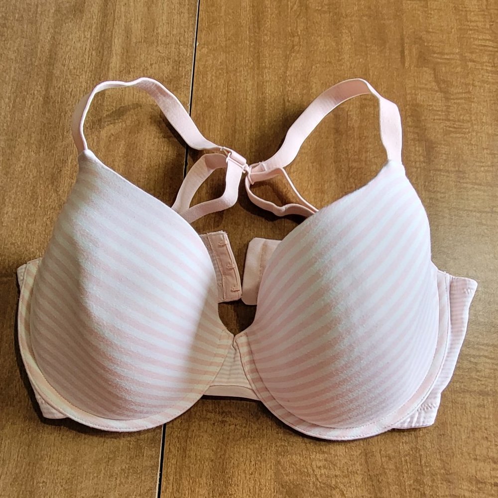 Auden 36DD The Everyday Bra Pink White Striped